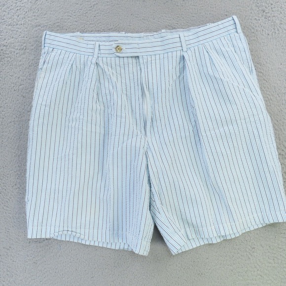 Peter Millar Other - Peter Millar Shorts Men 40 Blue Brown Seersucker Pleated Pockets Golf